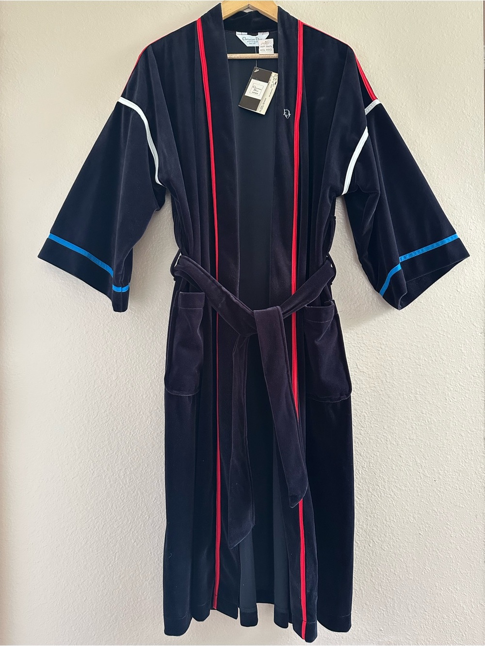 Vintage NWT Christian Dior Monsieur Black Robe Designer Loungewear
